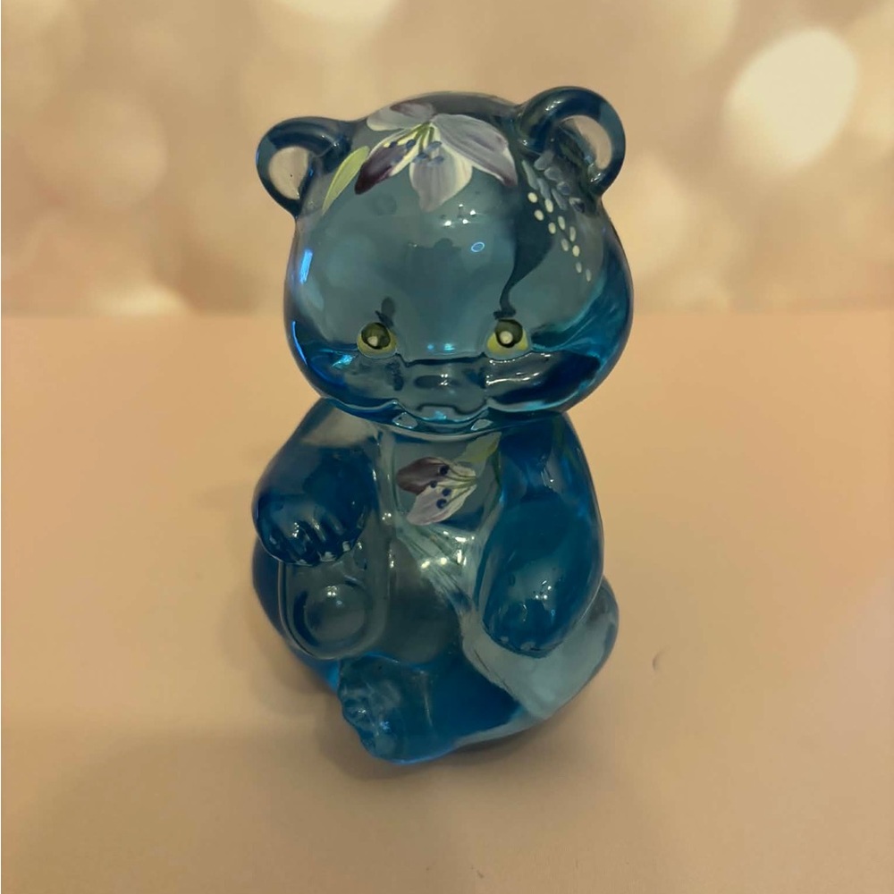 Blue Glass Bear Figurine